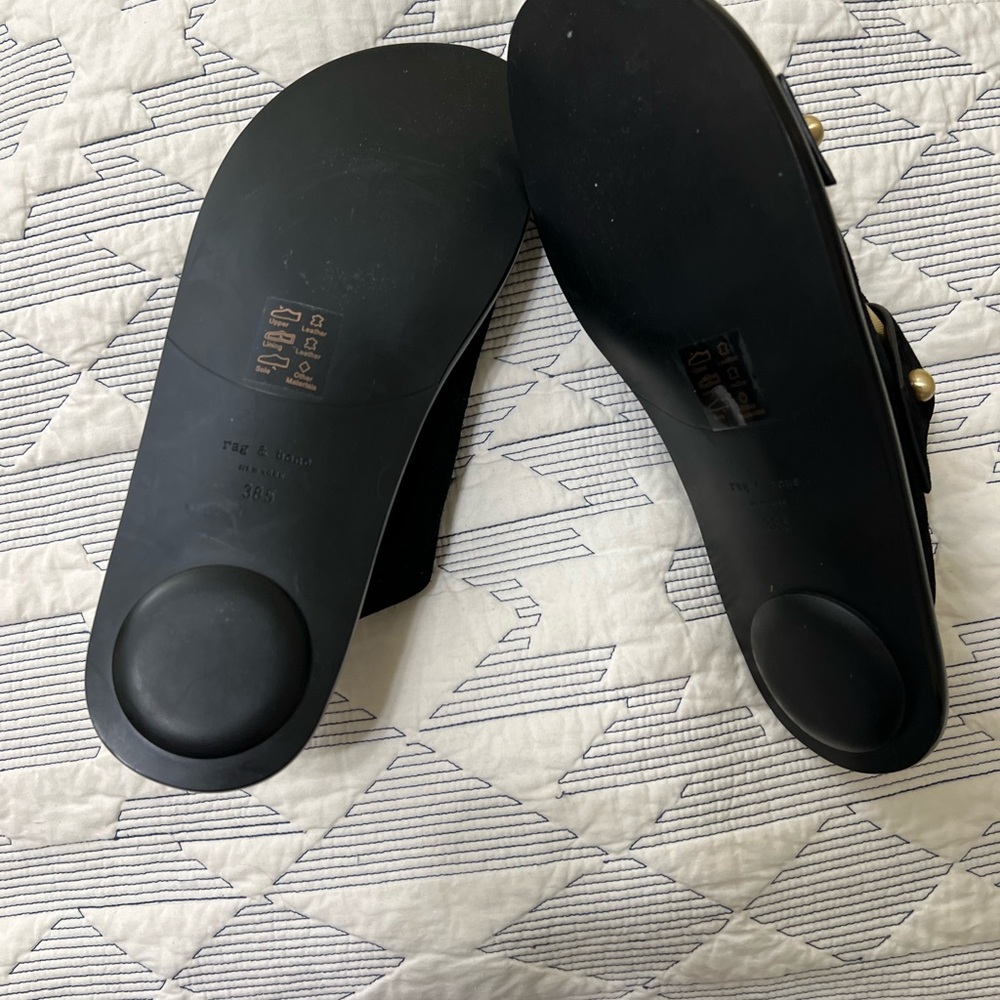 Rag & Bone Arc Flat Leather Suede Slides - image 4